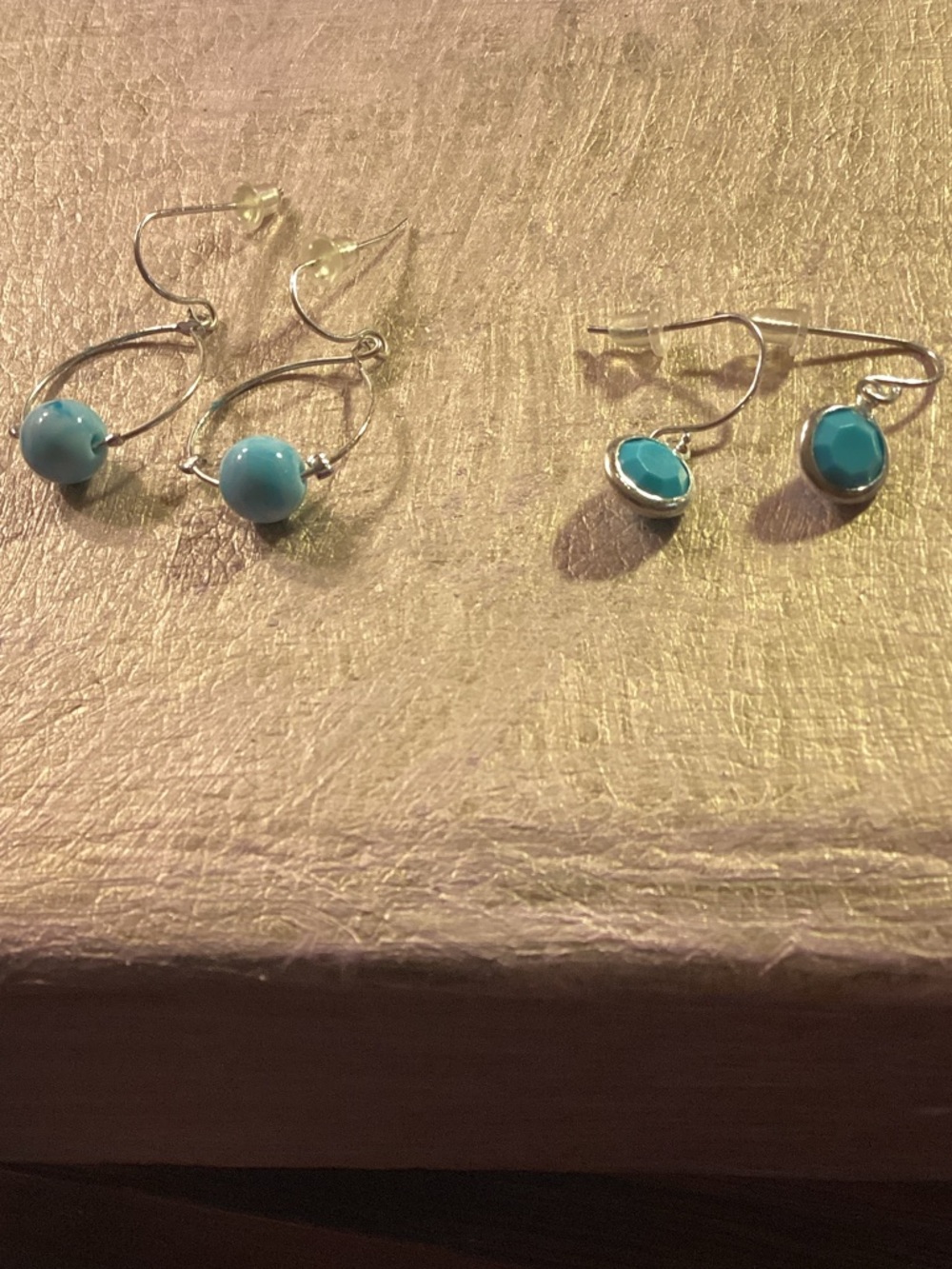 2 pair turquoise colored earrings